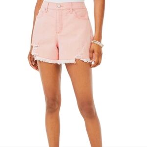 Stylish Scoop Pink Frayed Hem Retro Boy Jean Shorts Sz 0